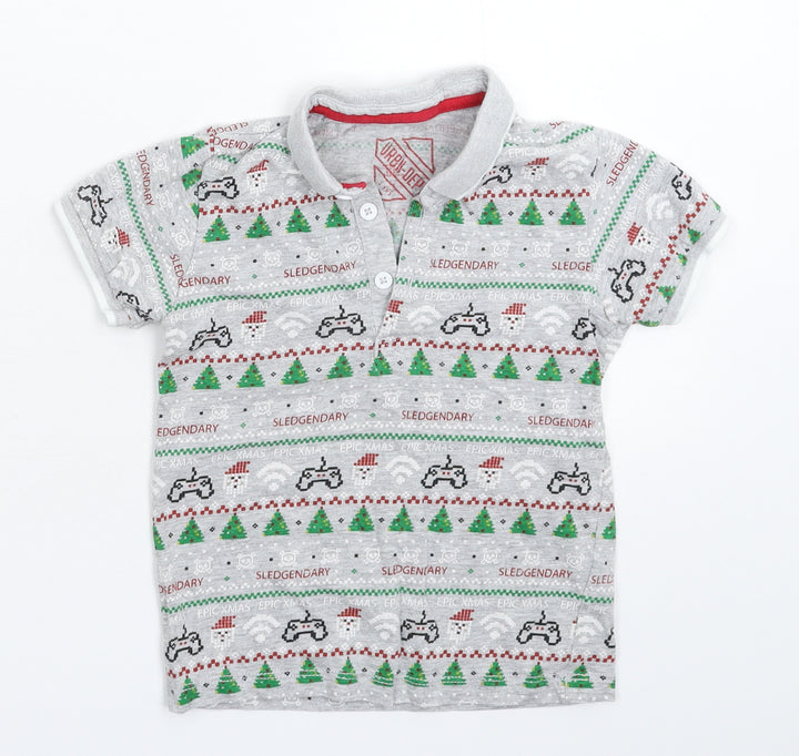 Matalan Boys Grey Basic Polo Size 5 Years - Christmas