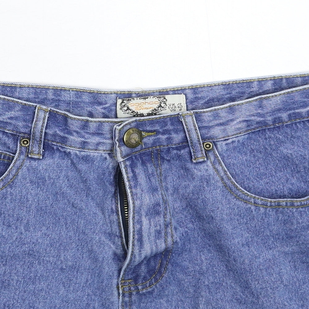 Boohoo Womens Blue  Denim Hot Pants Shorts Size 12