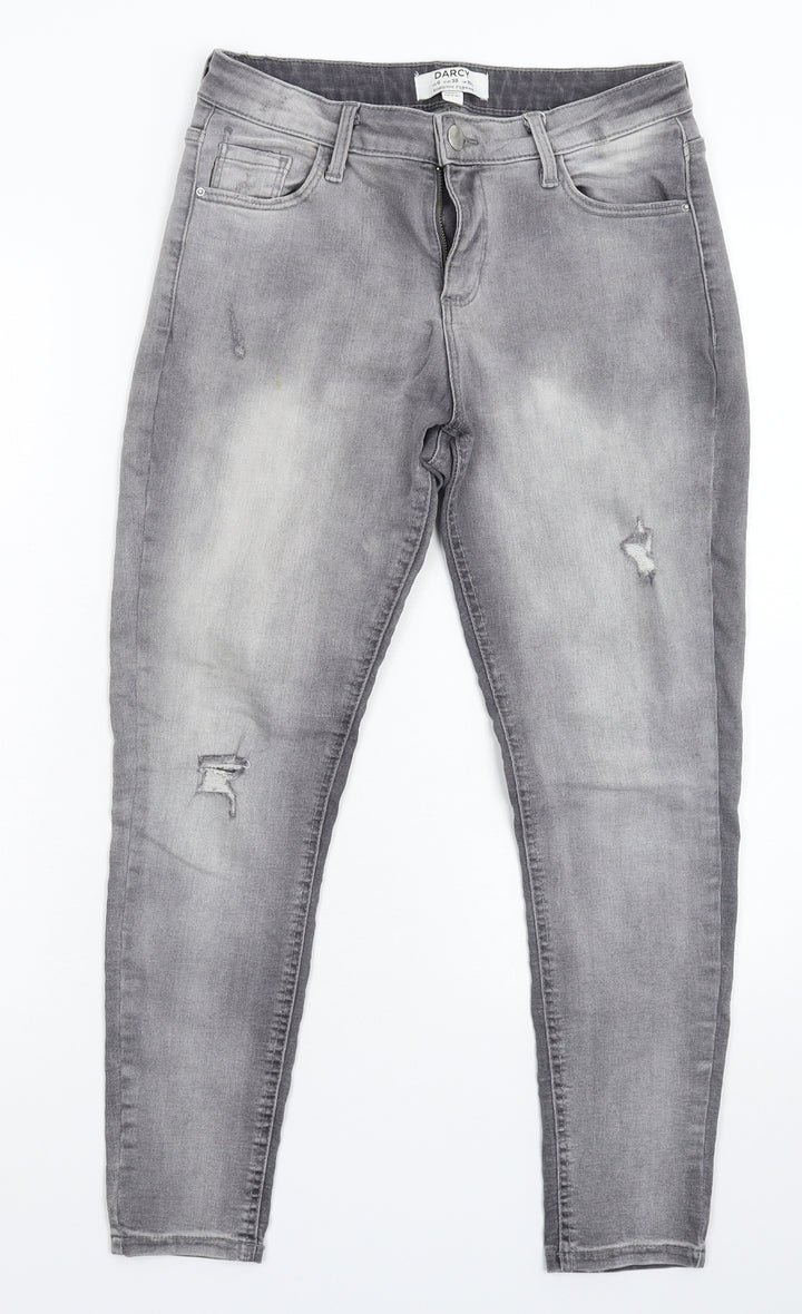 Dorothy Perkins Womens Grey Denim Skinny Jeans Size 10 L24 in - Crop