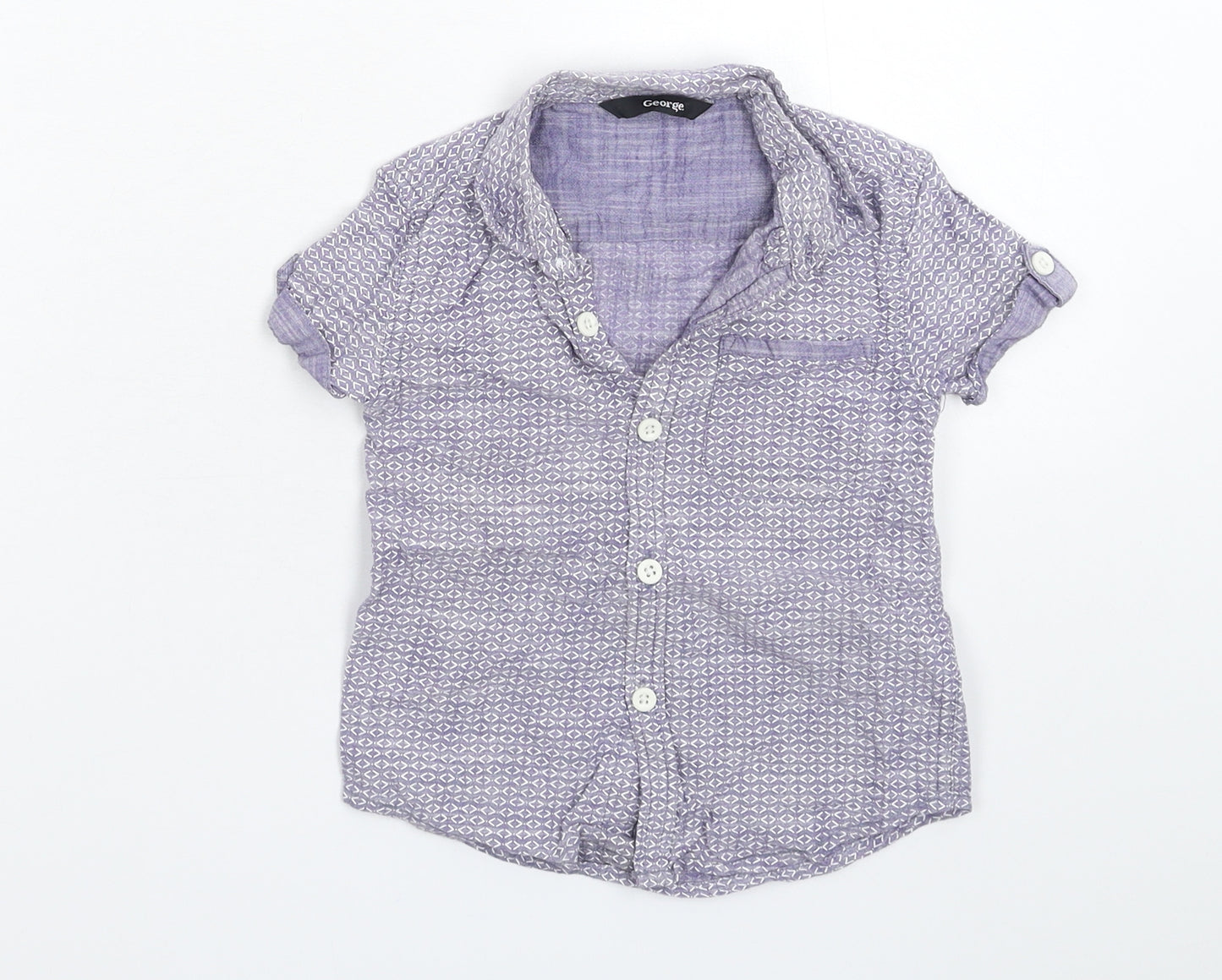 George Boys Blue Geometric  Basic Button-Up Size 2-3 Years