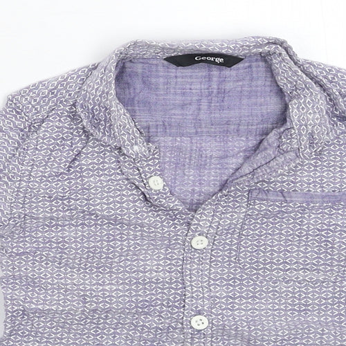 George Boys Blue Geometric  Basic Button-Up Size 2-3 Years