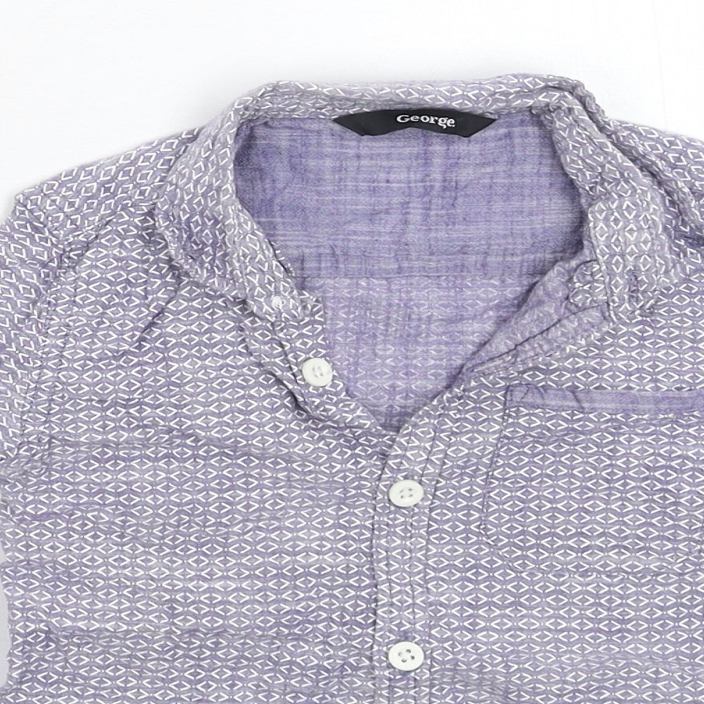 George Boys Blue Geometric  Basic Button-Up Size 2-3 Years