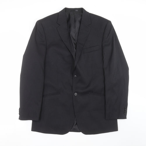 F&F Mens Black Striped  Jacket Suit Jacket Size 40
