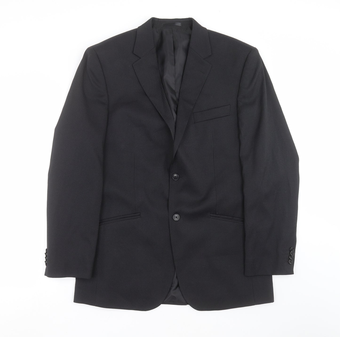 F&F Mens Black Striped  Jacket Suit Jacket Size 40