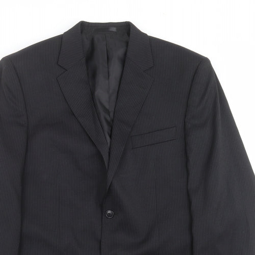 F&F Mens Black Striped  Jacket Suit Jacket Size 40