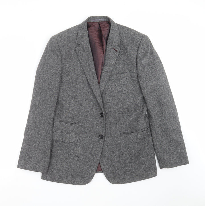Fellini Mens Grey Jacket Suit Jacket Size 40