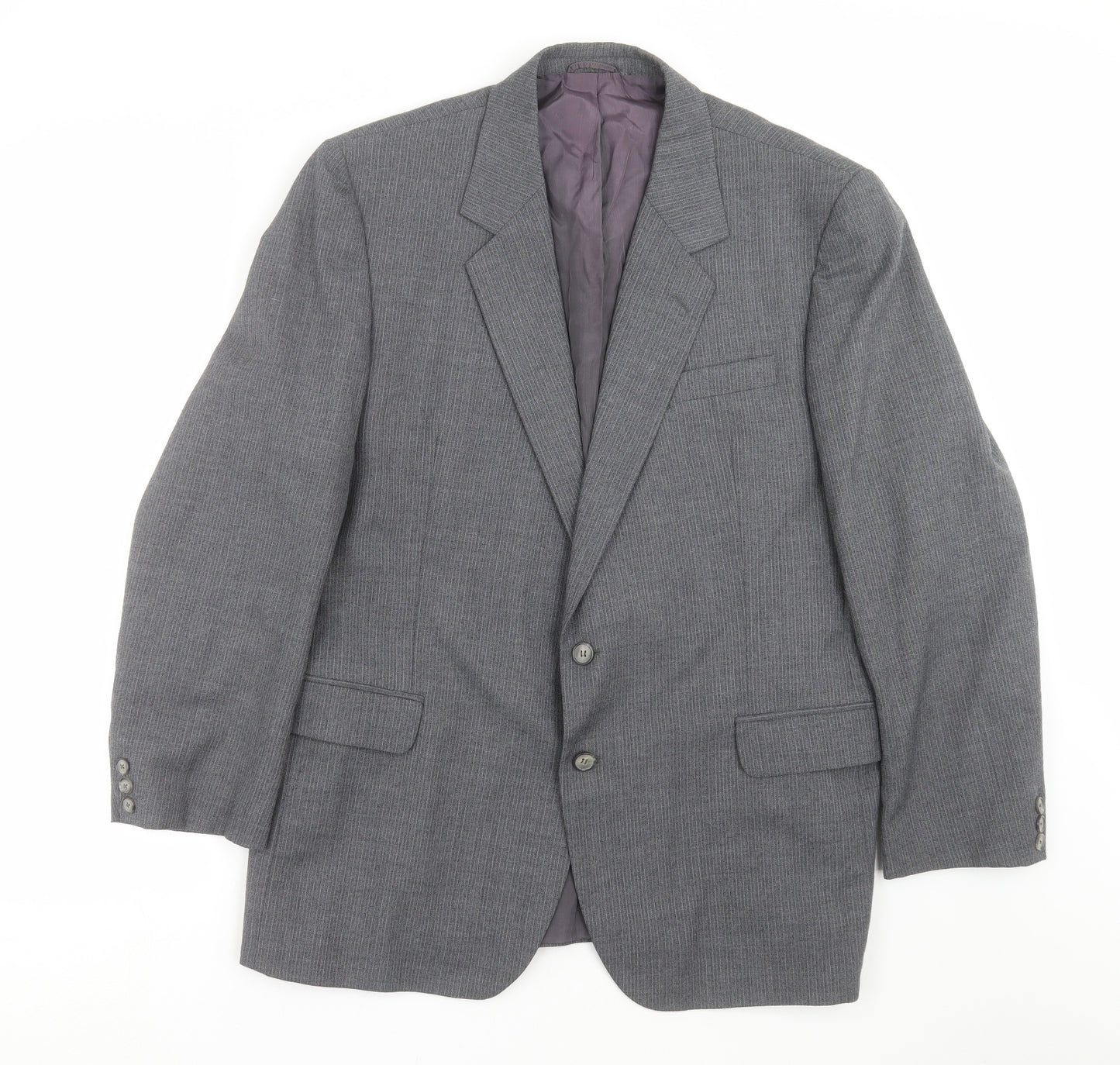 Preworn Mens Grey Striped  Jacket Suit Jacket Size 46