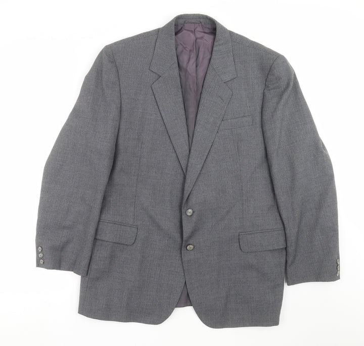 Preworn Mens Grey Striped  Jacket Suit Jacket Size 46