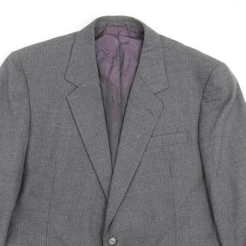 Preworn Mens Grey Striped  Jacket Suit Jacket Size 46