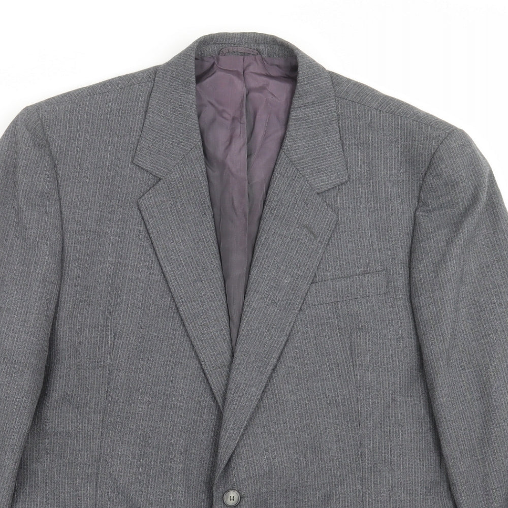 Preworn Mens Grey Striped  Jacket Suit Jacket Size 46