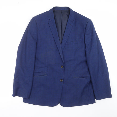 Fellini Mens Blue Check  Jacket Suit Jacket Size 46  - Tailored fit