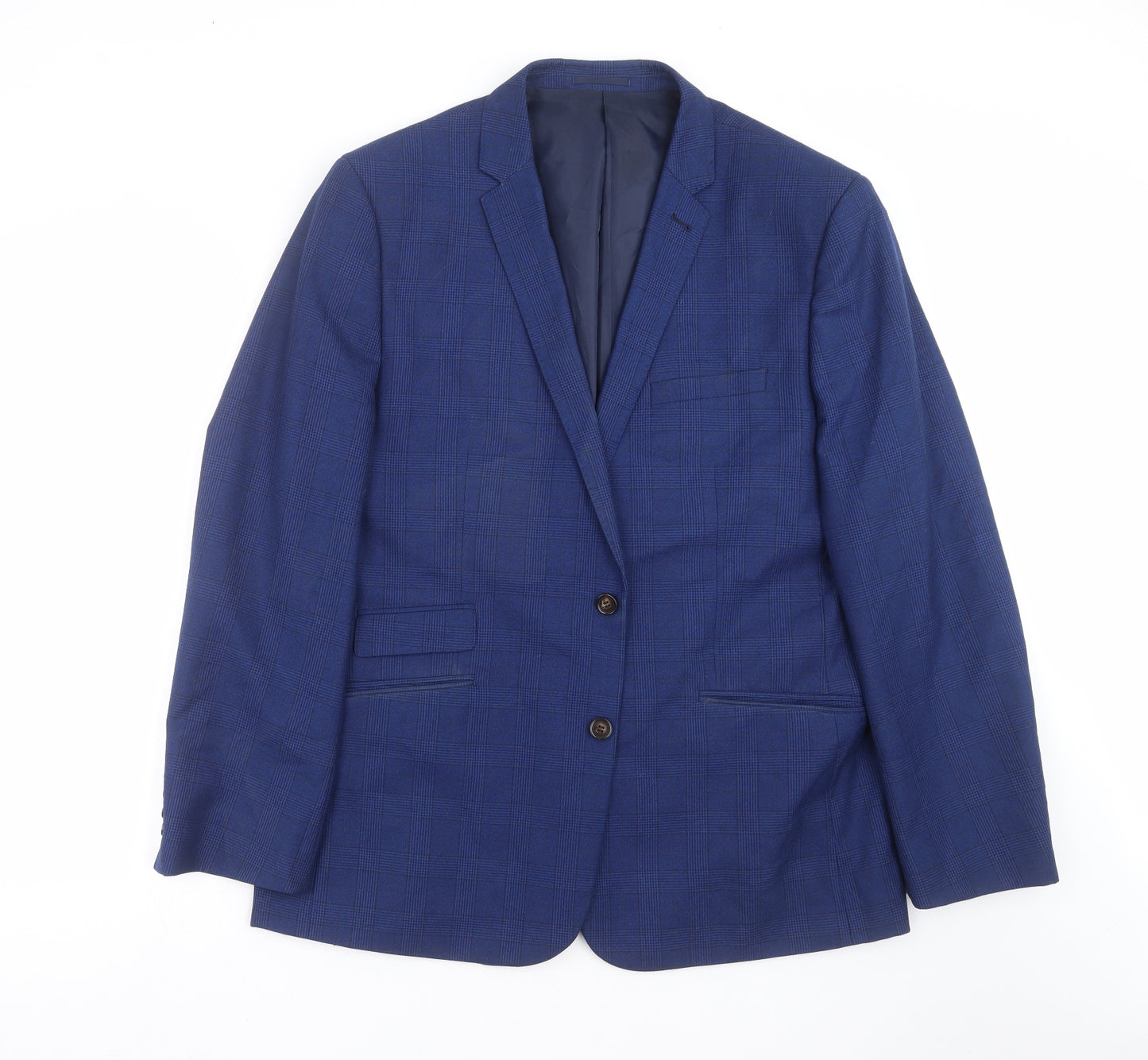 Fellini Mens Blue Check  Jacket Suit Jacket Size 46  - Tailored fit