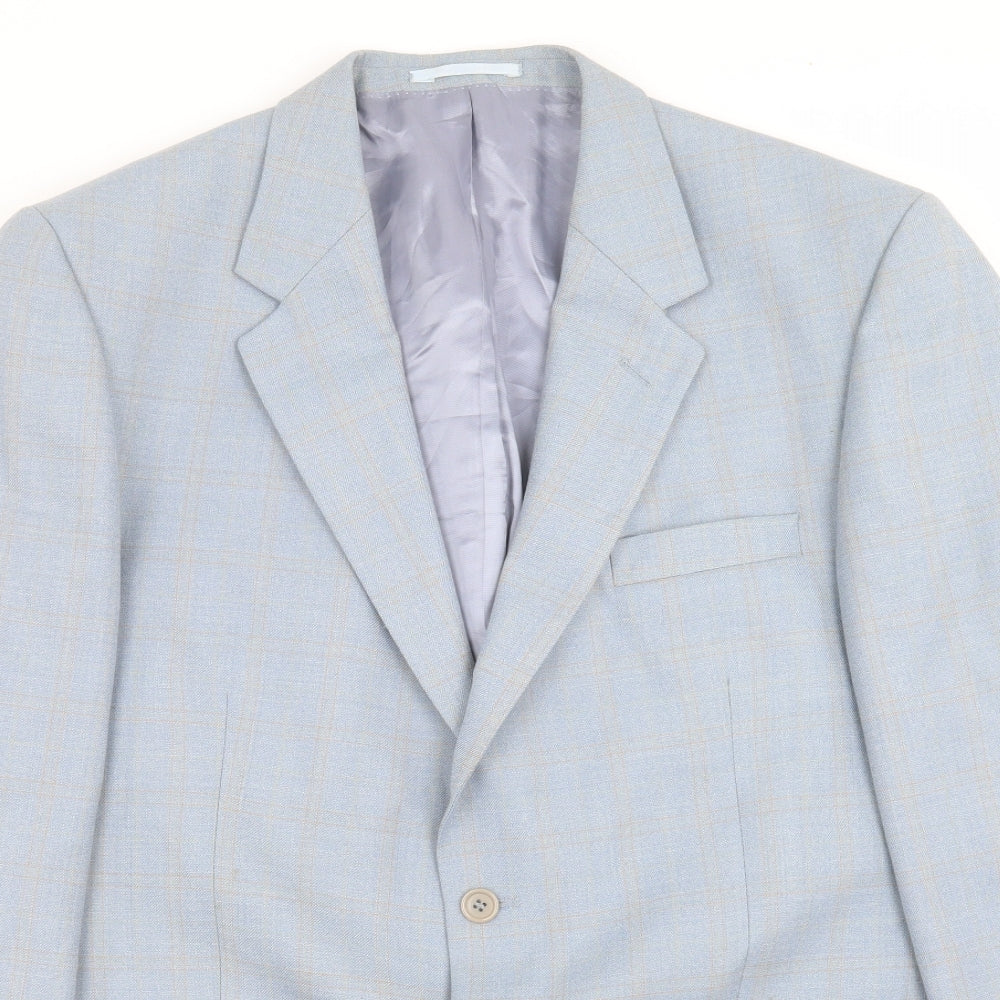 Brook Taverner Mens Blue Check  Jacket Suit Jacket Size 44