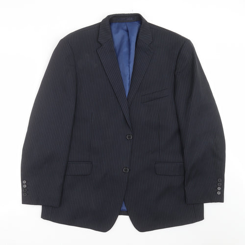 Charlton Gray Mens Blue Striped  Jacket Suit Jacket Size 44