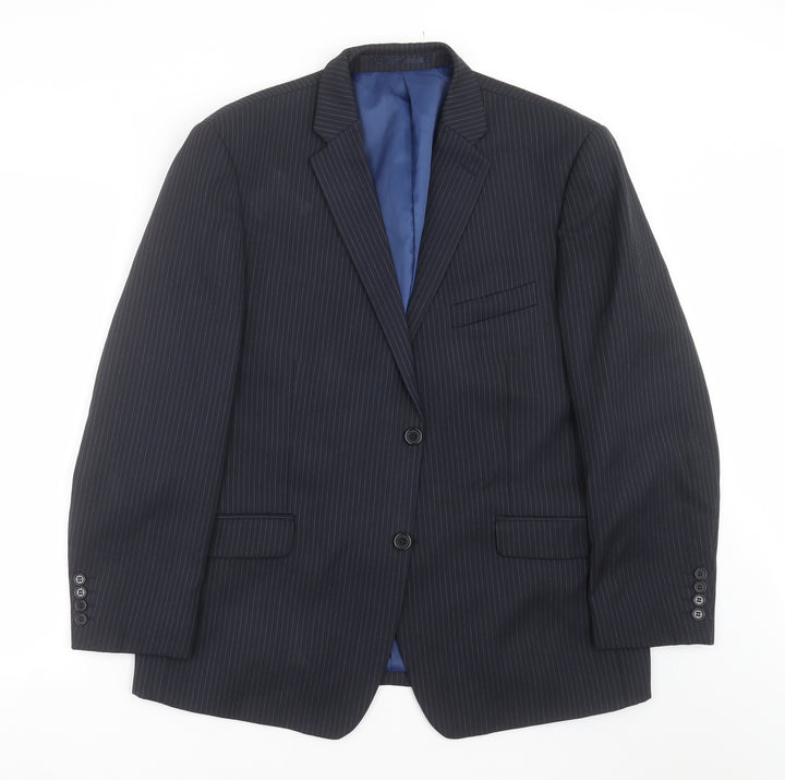 Charlton Gray Mens Blue Striped Jacket Suit Jacket Size 44