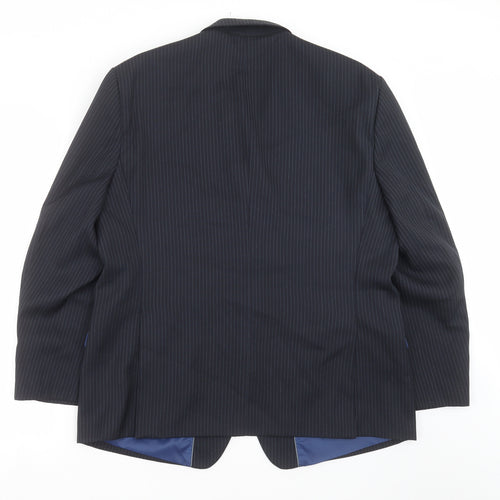 Charlton Gray Mens Blue Striped  Jacket Suit Jacket Size 44
