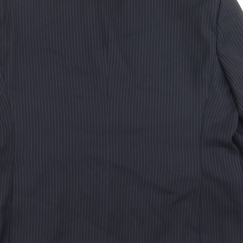 Charlton Gray Mens Blue Striped  Jacket Suit Jacket Size 44
