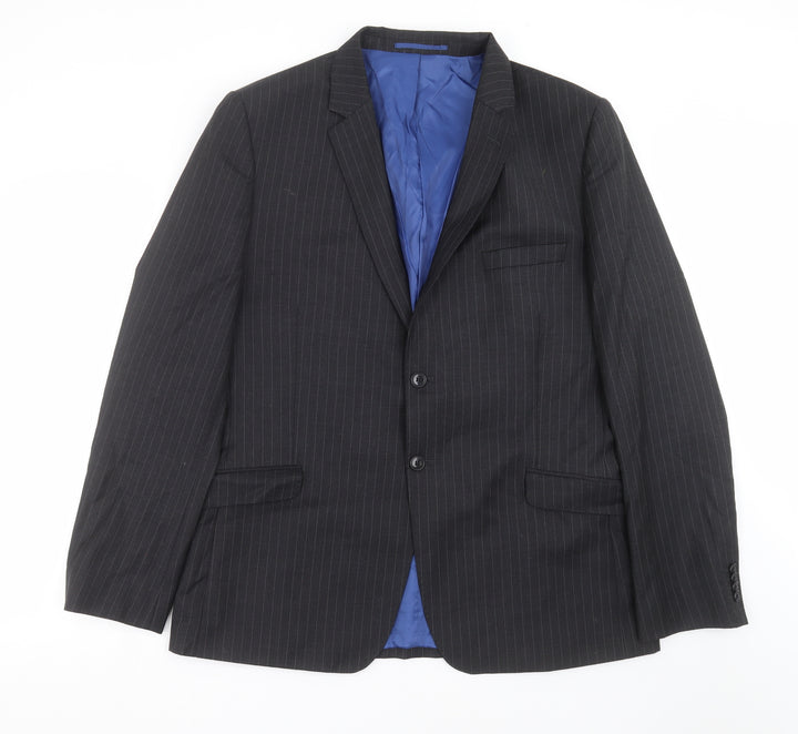Charlton Gray Mens Grey Striped  Jacket Suit Jacket Size 46