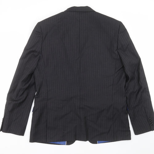 Charlton Gray Mens Grey Striped  Jacket Suit Jacket Size 46