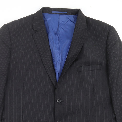 Charlton Gray Mens Grey Striped  Jacket Suit Jacket Size 46