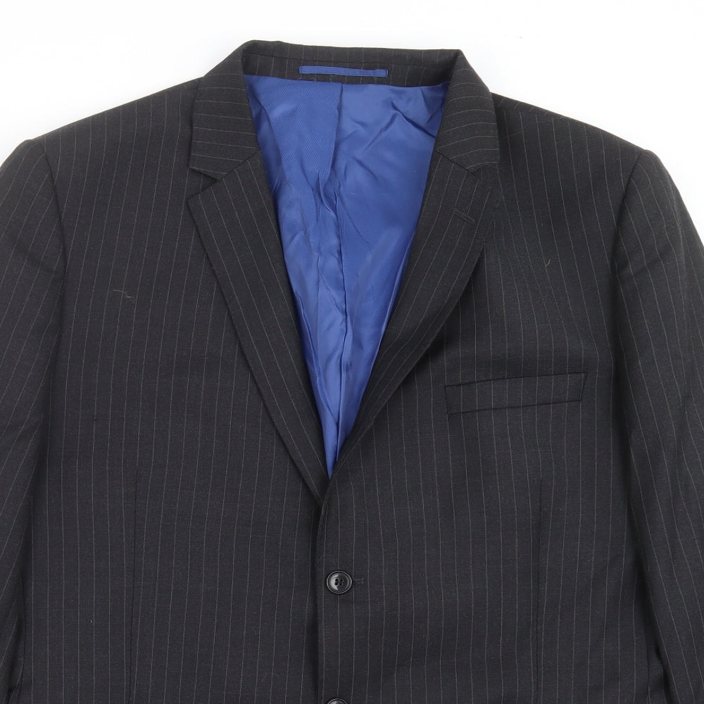 Charlton Gray Mens Grey Striped  Jacket Suit Jacket Size 46