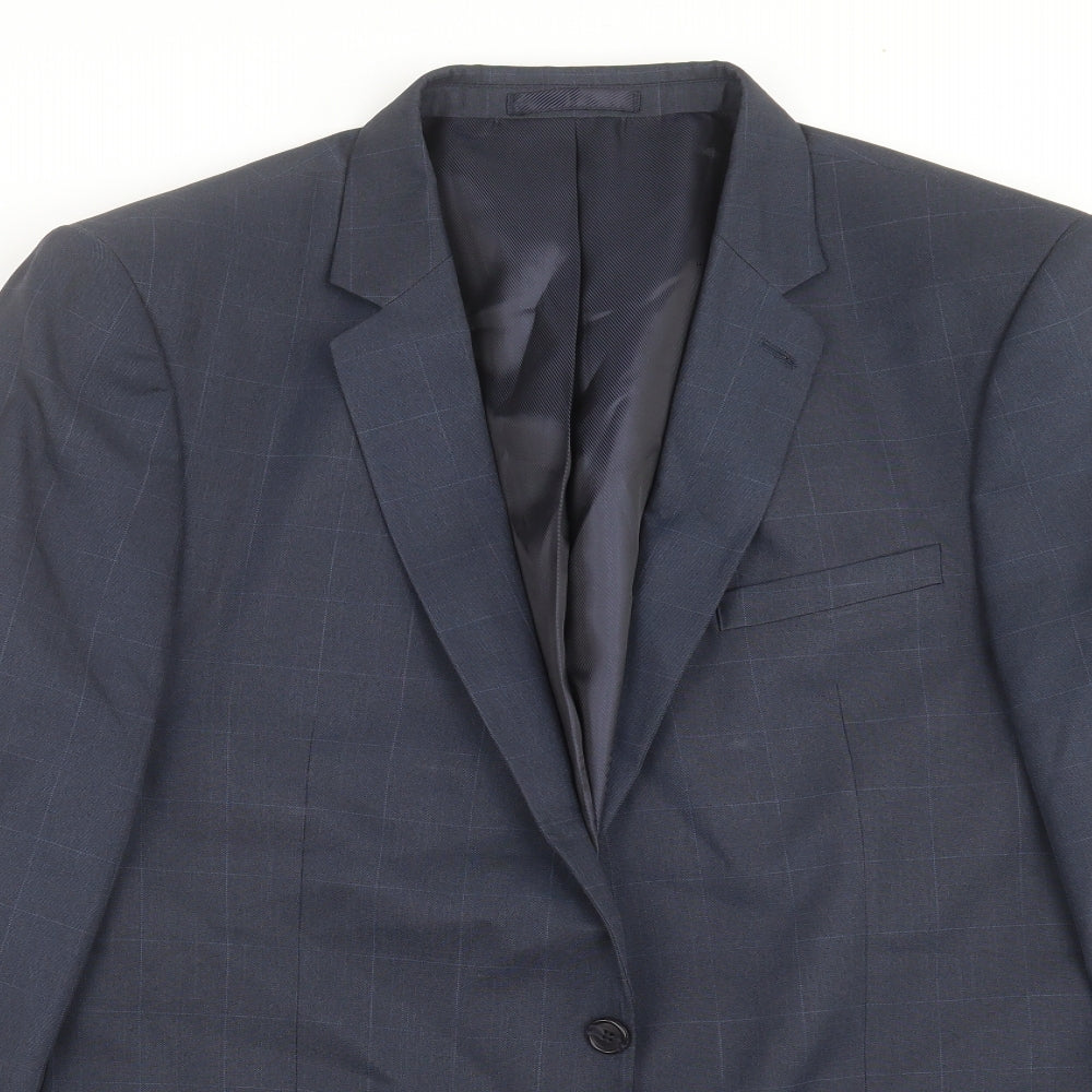 F&F Mens Blue Check  Jacket Suit Jacket Size 44