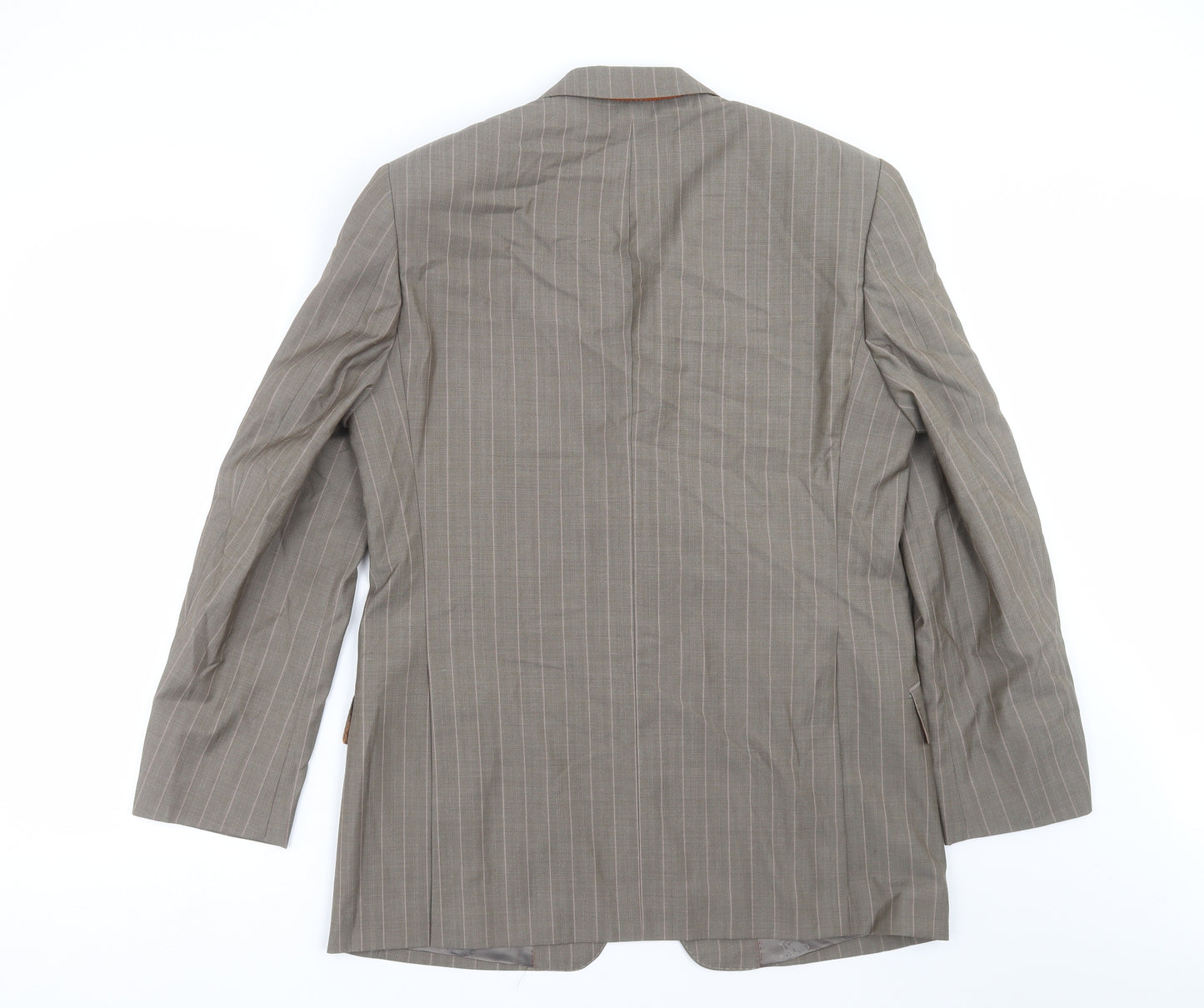 Simon Carter Mens Beige Striped  Jacket Suit Jacket Size 38
