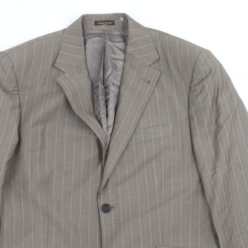 Simon Carter Mens Beige Striped  Jacket Suit Jacket Size 38