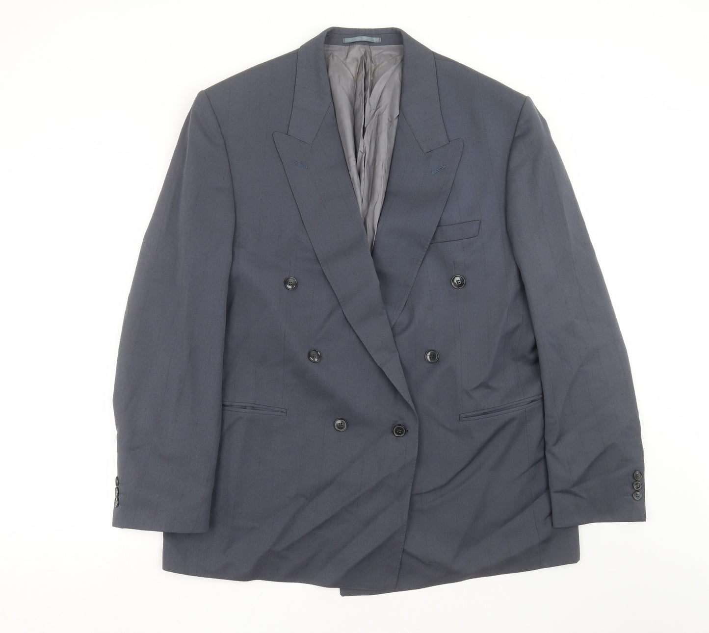 john drummond Mens Blue Striped  Jacket Suit Jacket Size 46