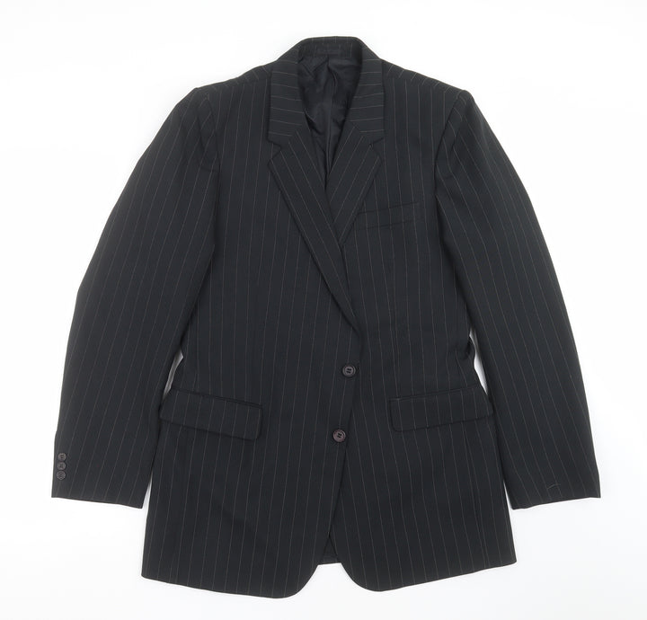 colin leicester Mens Black Striped  Jacket Suit Jacket Size 42