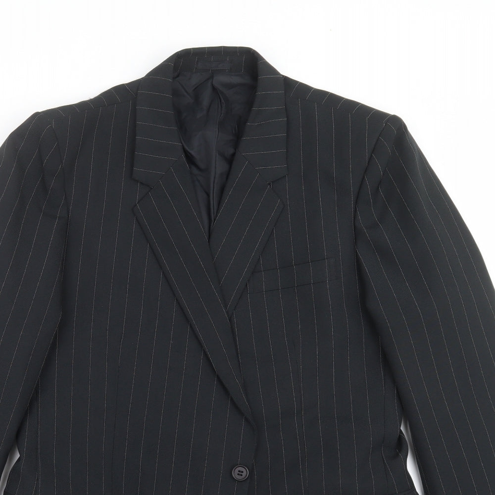 colin leicester Mens Black Striped  Jacket Suit Jacket Size 42