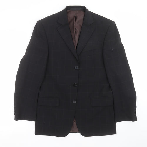 Marks and Spencer Mens Black Check  Jacket Suit Jacket Size 36