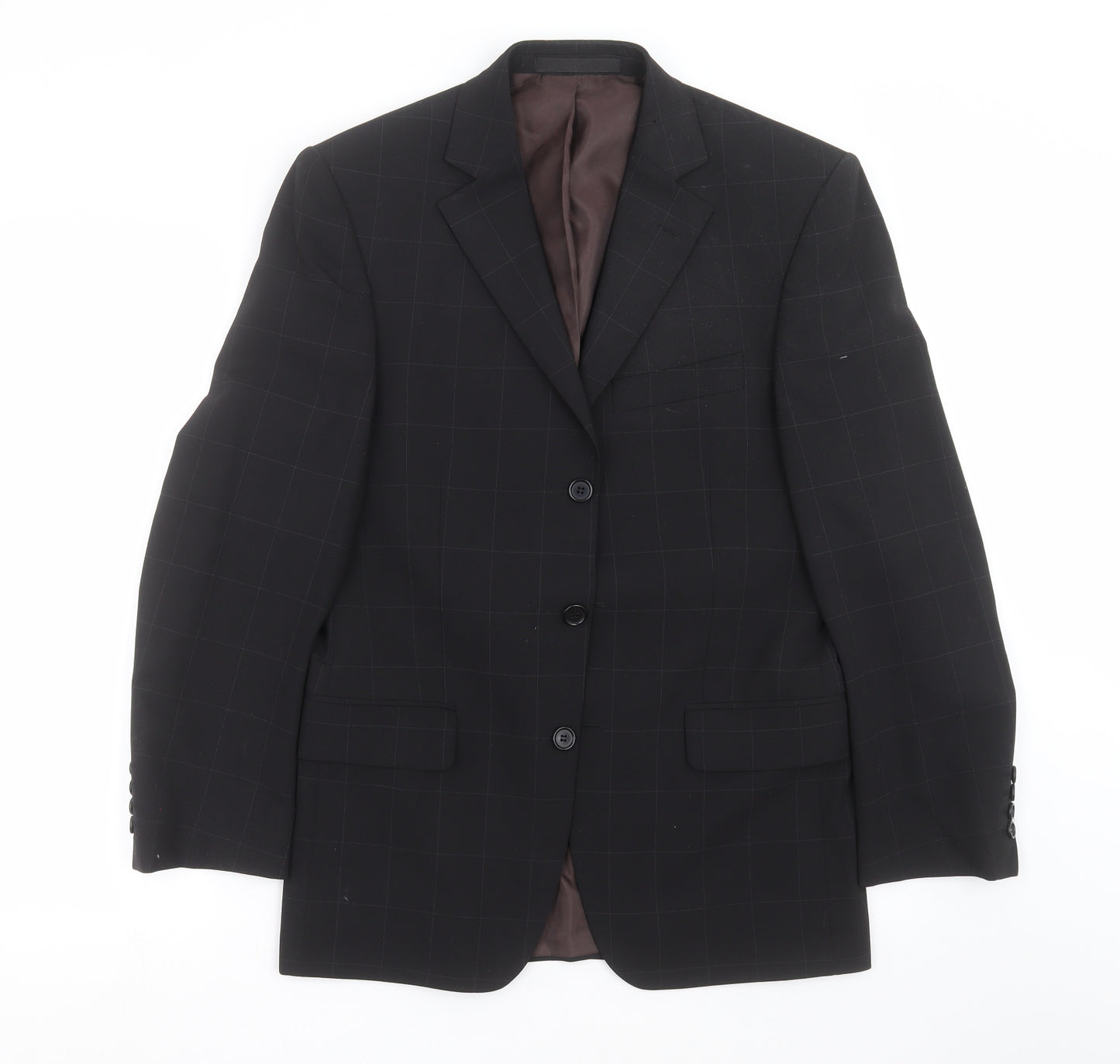Marks and Spencer Mens Black Check  Jacket Suit Jacket Size 36