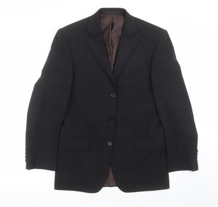 Marks and Spencer Mens Black Check  Jacket Suit Jacket Size 36