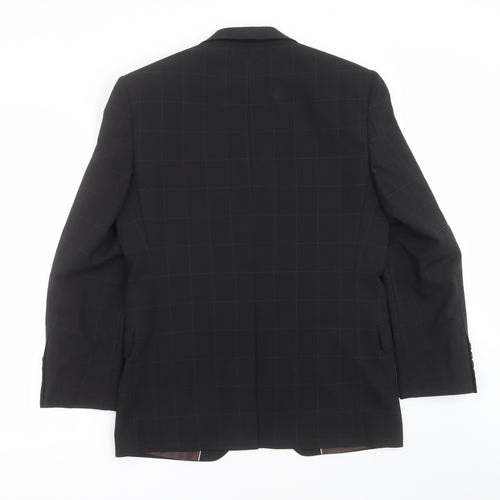 Marks and Spencer Mens Black Check  Jacket Suit Jacket Size 36