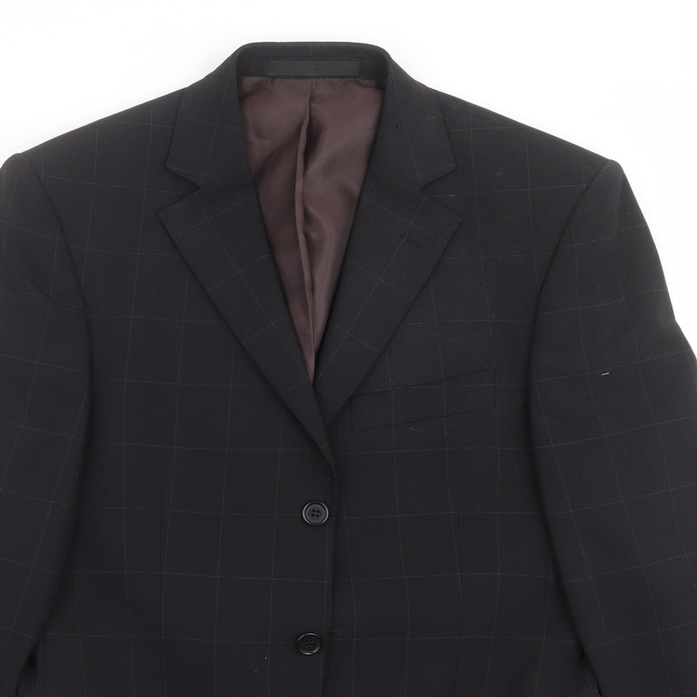 Marks and Spencer Mens Black Check  Jacket Suit Jacket Size 36