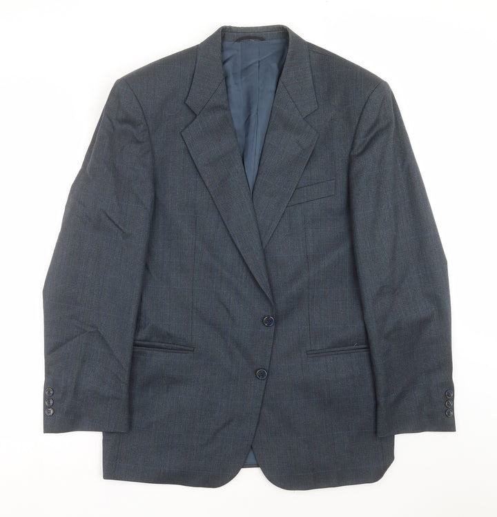Konen Mens Blue Check  Jacket Suit Jacket Size 42