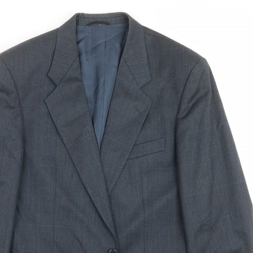 Konen Mens Blue Check  Jacket Suit Jacket Size 42