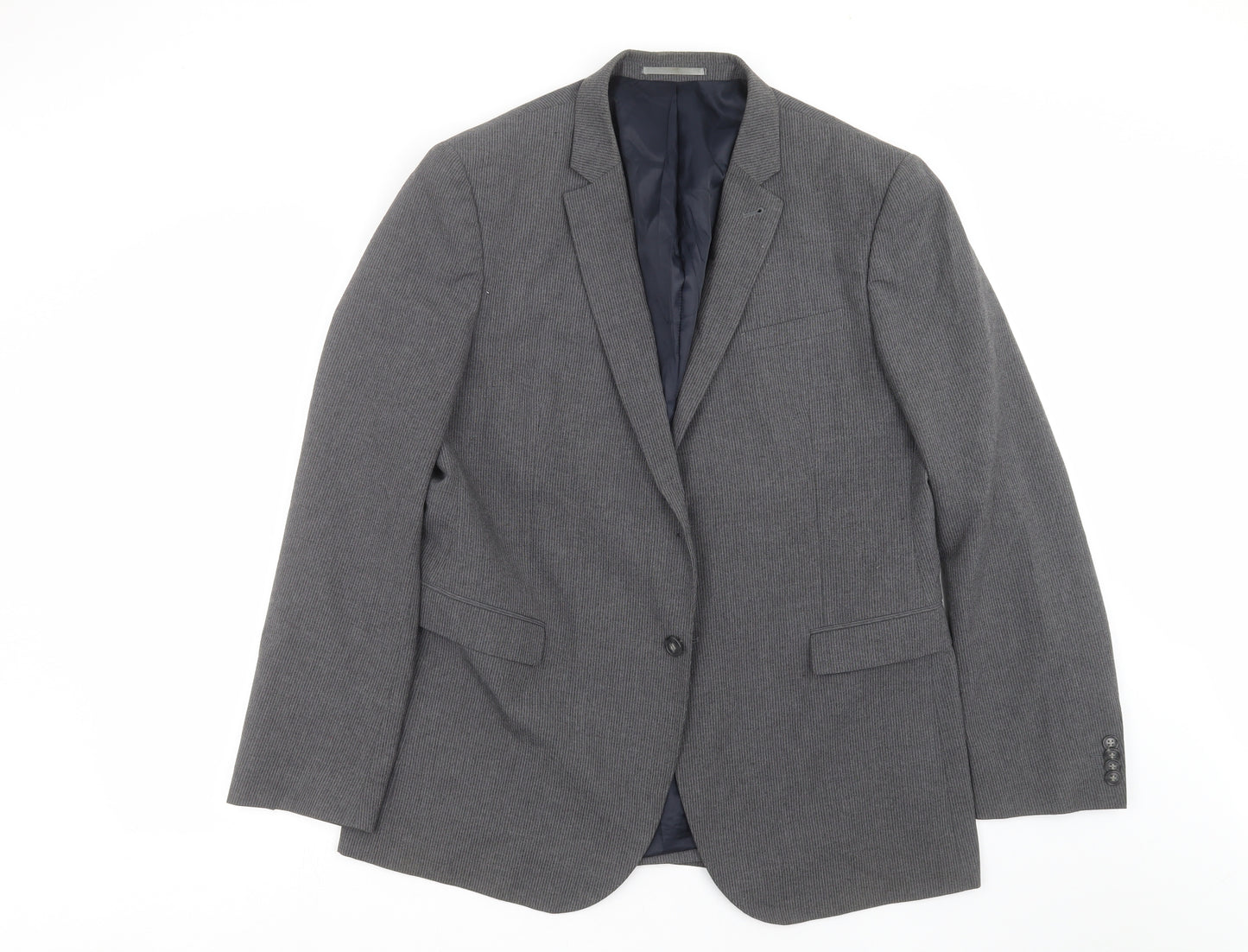 Cedar Wood State Mens Grey Striped  Jacket Suit Jacket Size 44