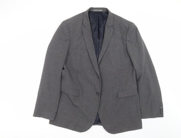 Cedar Wood State Mens Grey Striped  Jacket Suit Jacket Size 44