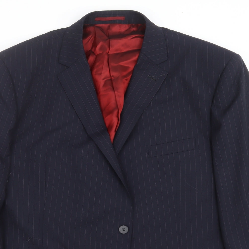 Pierre Cardin Mens Blue Striped  Jacket Suit Jacket Size 50