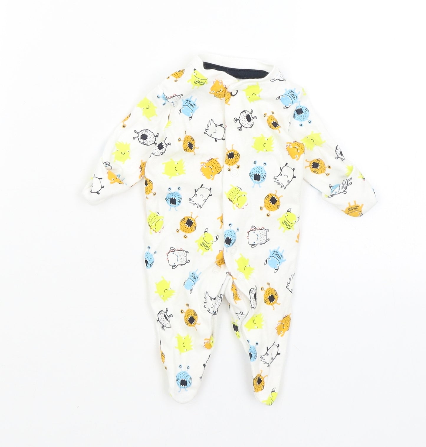 Primark Baby White   Babygrow One-Piece Size Newborn  - Monsters