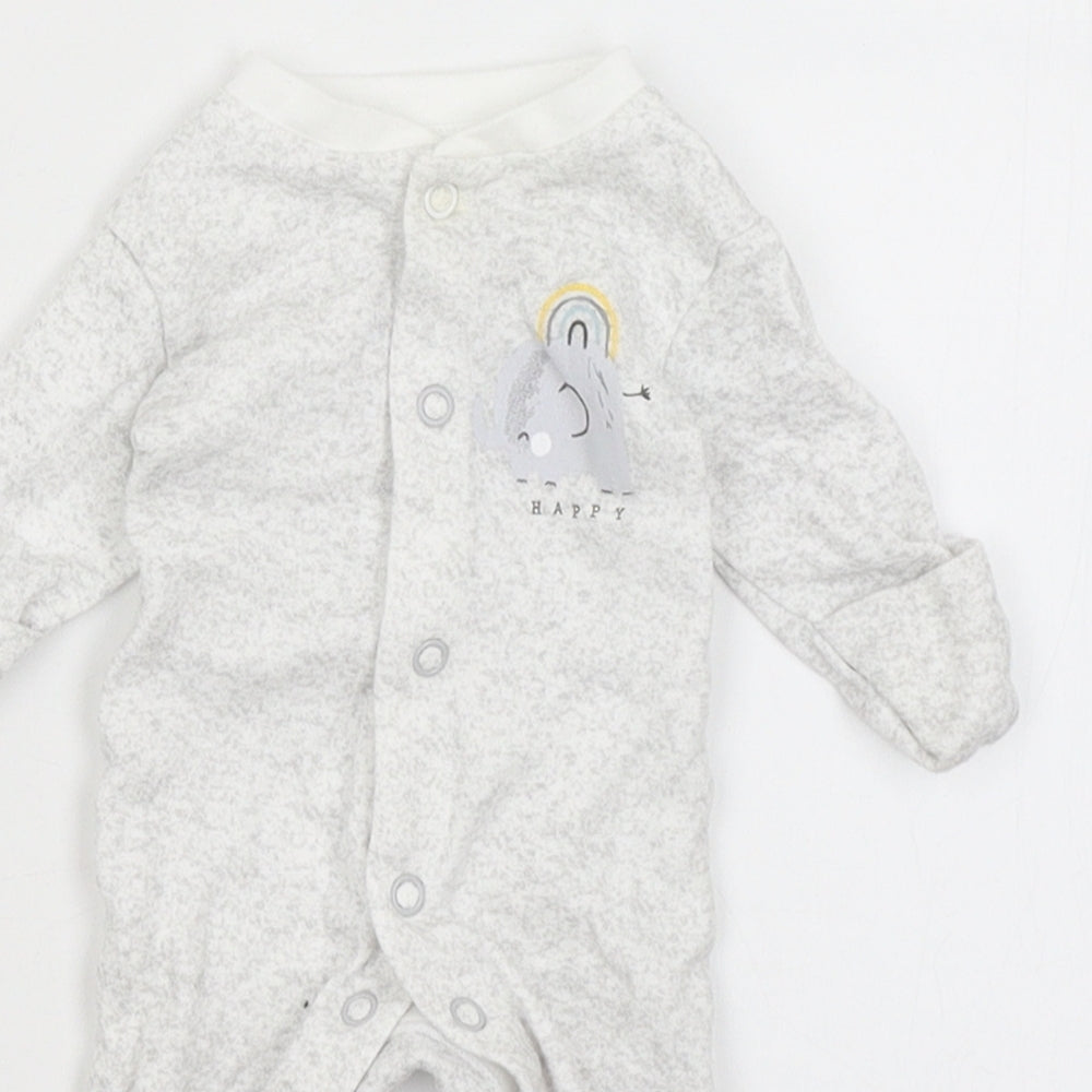 Primark Baby Grey   Babygrow One-Piece Size Newborn  - Happy