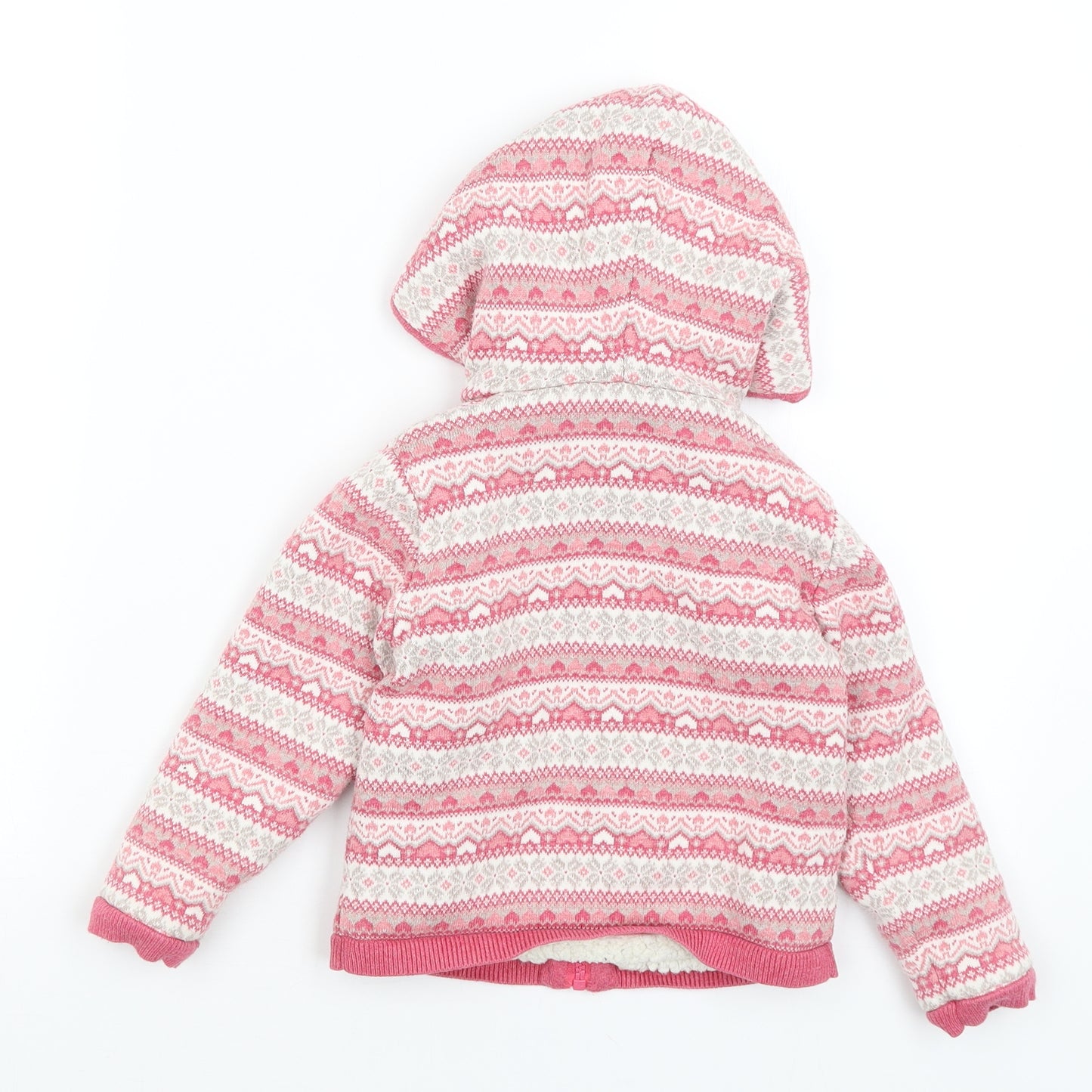 Mothercare Girls Pink Geometric  Full Zip Hoodie Size 4-5 Years