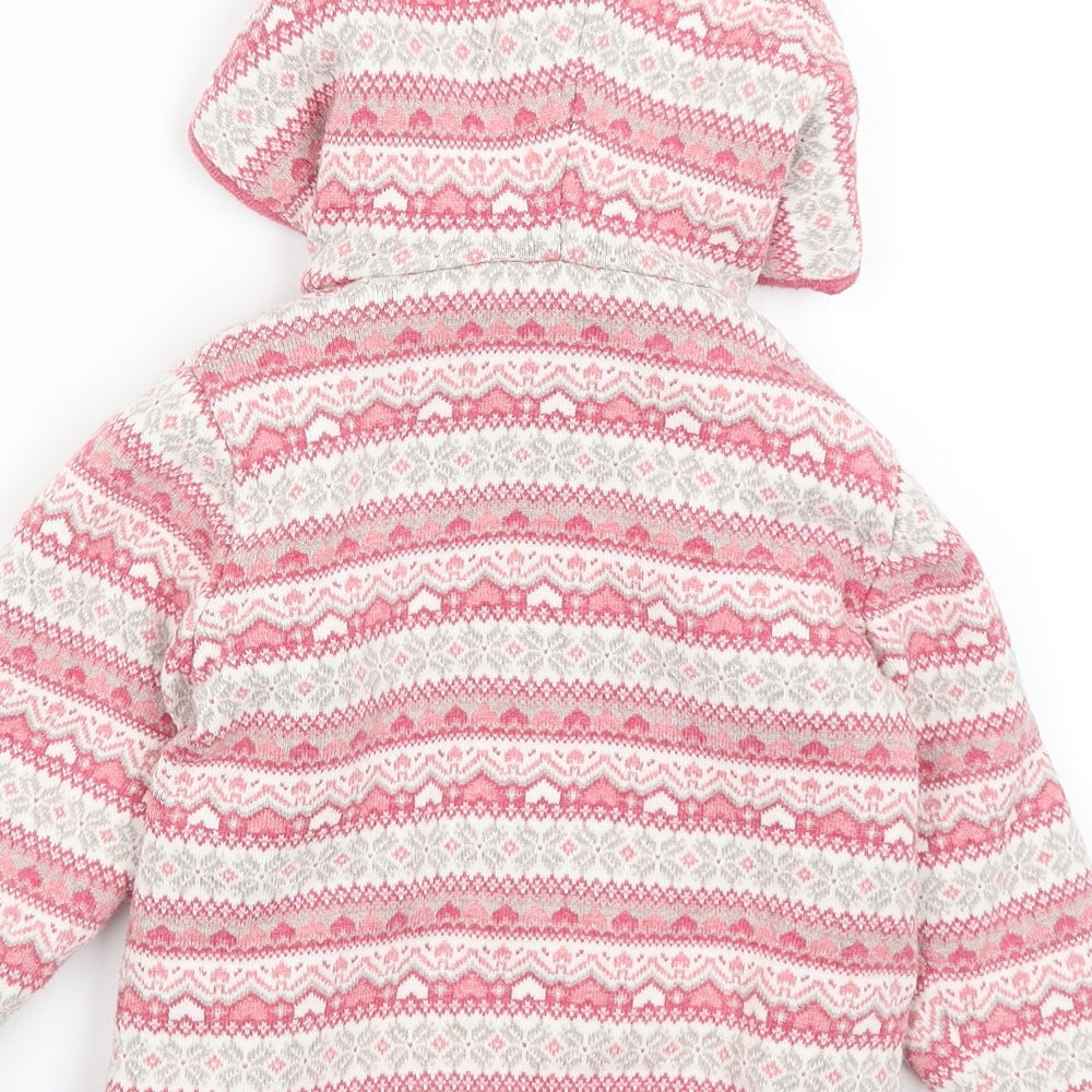 Mothercare Girls Pink Geometric  Full Zip Hoodie Size 4-5 Years