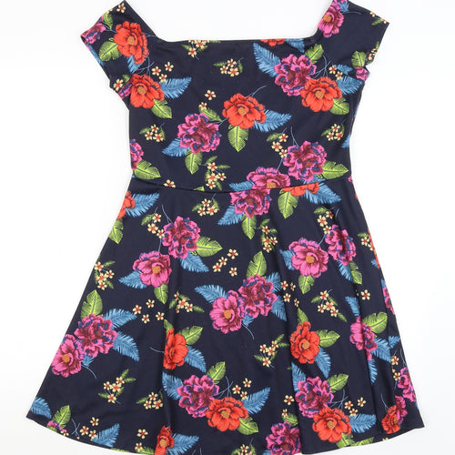 New Look Womens Blue Floral  Fit & Flare  Size 14