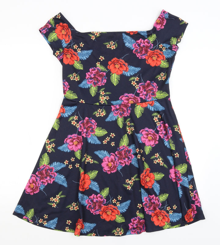 New Look Womens Blue Floral  Fit & Flare  Size 14