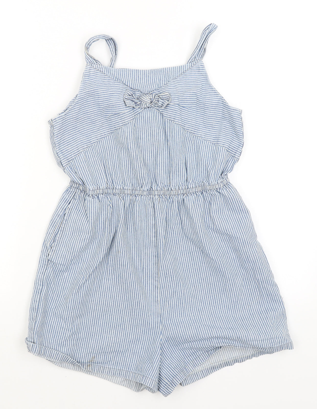 TU Girls Blue Striped  Playsuit One-Piece Size 13 Years