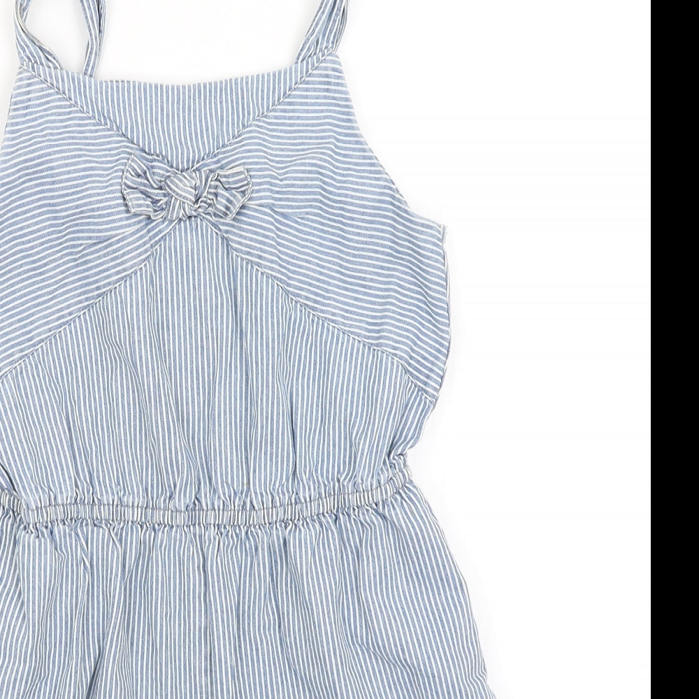TU Girls Blue Striped  Playsuit One-Piece Size 13 Years