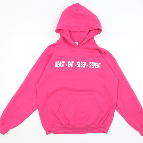 Gildan Womens Pink   Pullover Hoodie Size M  - Beasting It